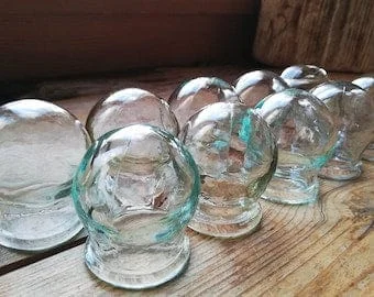 pornhint Pornhint Medical Fire Cupping Jars Set of 10 Grey Green Vintage Medical Glass Cupping Soviet Medicine Chinese Medicine Small Vases Solid Glass USSR