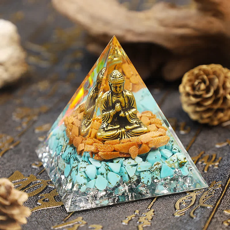 Sandstone With Turquoise Buddha Orgone Pyramid