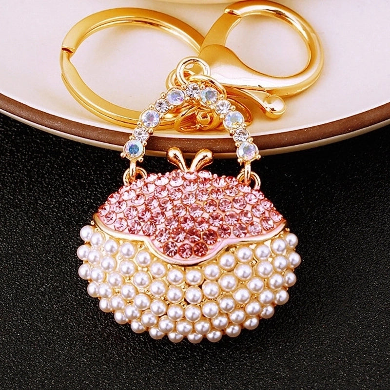 Elegant Korean Style Bag Metal Inlay Rhinestones Women’s Bag Pendant Keychain