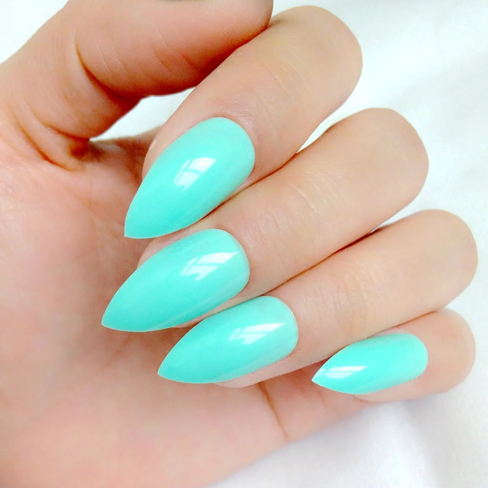 24Pcs Shiny Short Stiletto Fake Nails Artificial Red False Nails For Design DIY Full Cover Finger Tip Manicure Tools-Nail Inspo