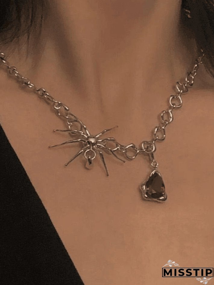 Spider Drop Pendant Chain Necklace