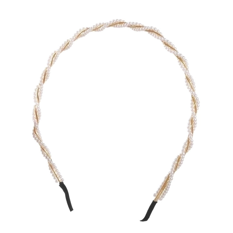 Sweet Geometric Alloy Inlay Artificial Pearls Hair Band
