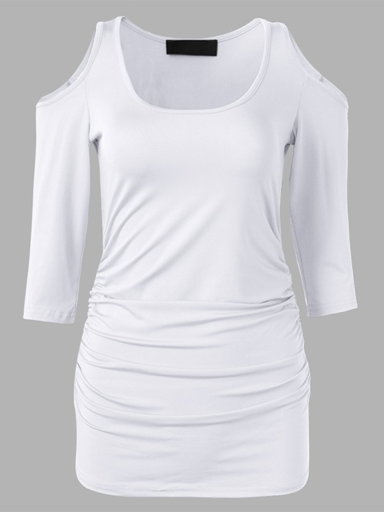 Women Casual Cold Shoulder O neck Slim T shirt P1093671