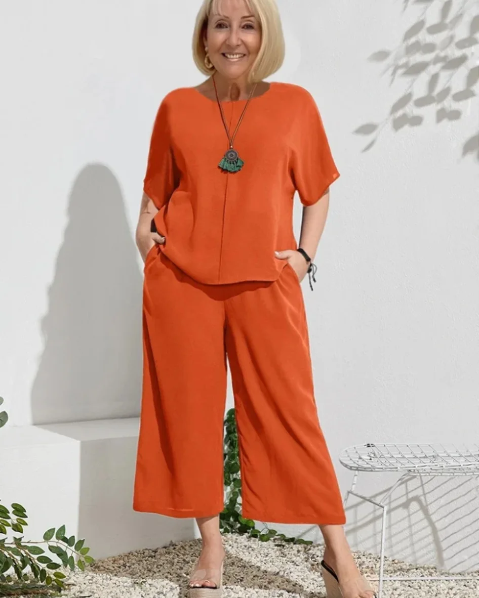 Short Sleeve Two-Piece Pantsuit