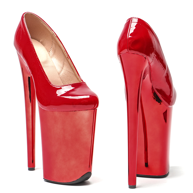 VCshoes 23CM/9inches New Patent Leather High Heels Shoes Party Club Stripper Shoes Steel Tube Dancing Platform Sandals 6D