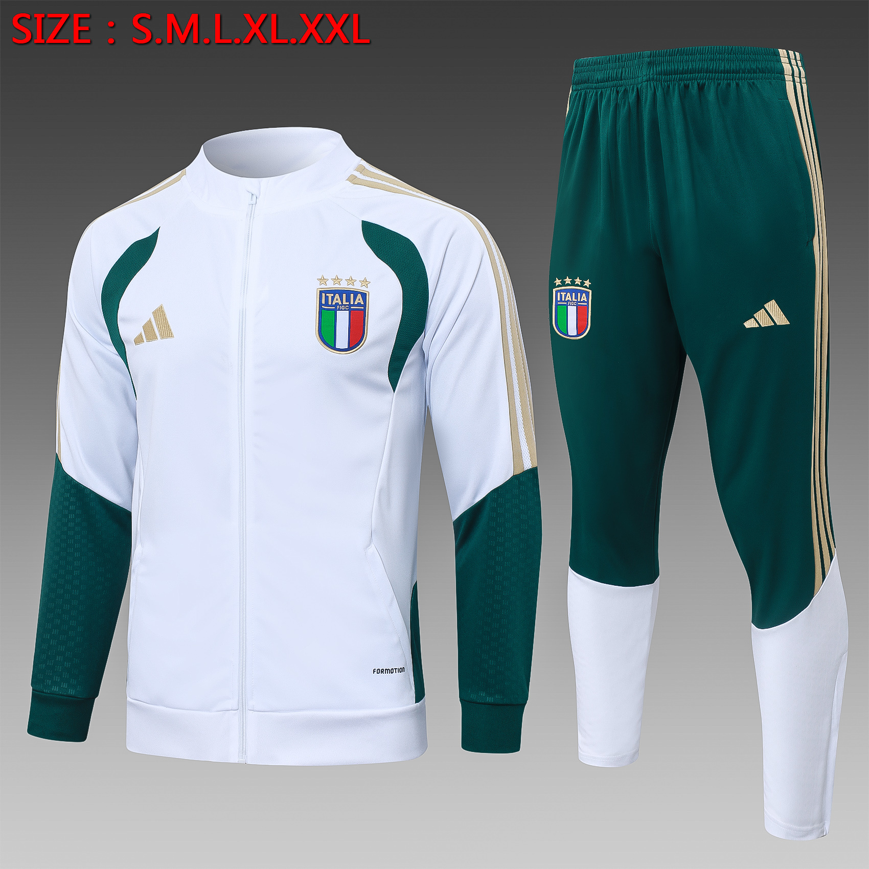 2026/2027 Italy Long Zipped Jacket white Soccer Jersey 