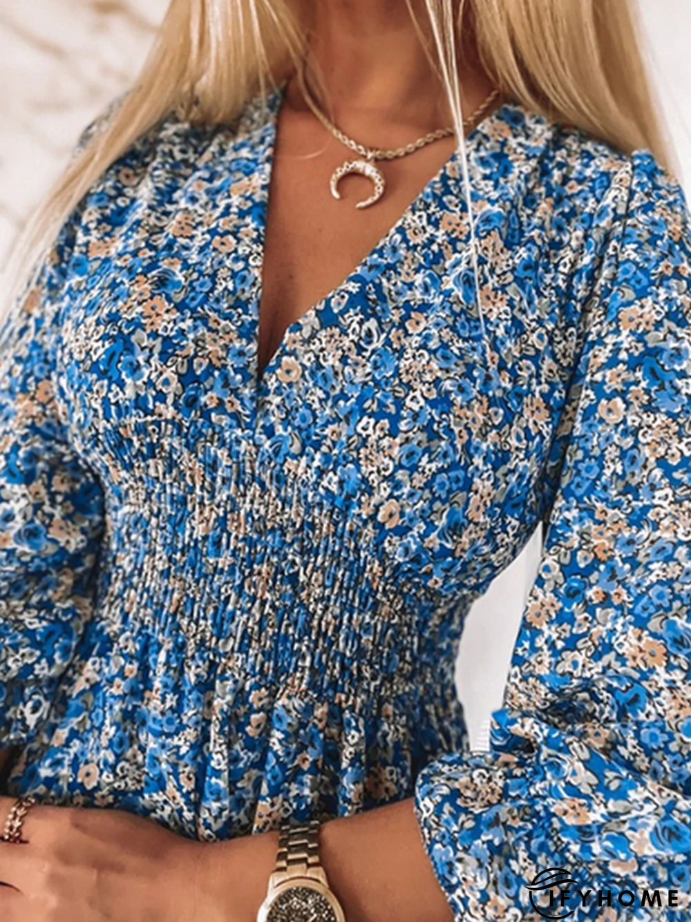 Floral V neck Casual Half sleeve Dress | IFYHOME