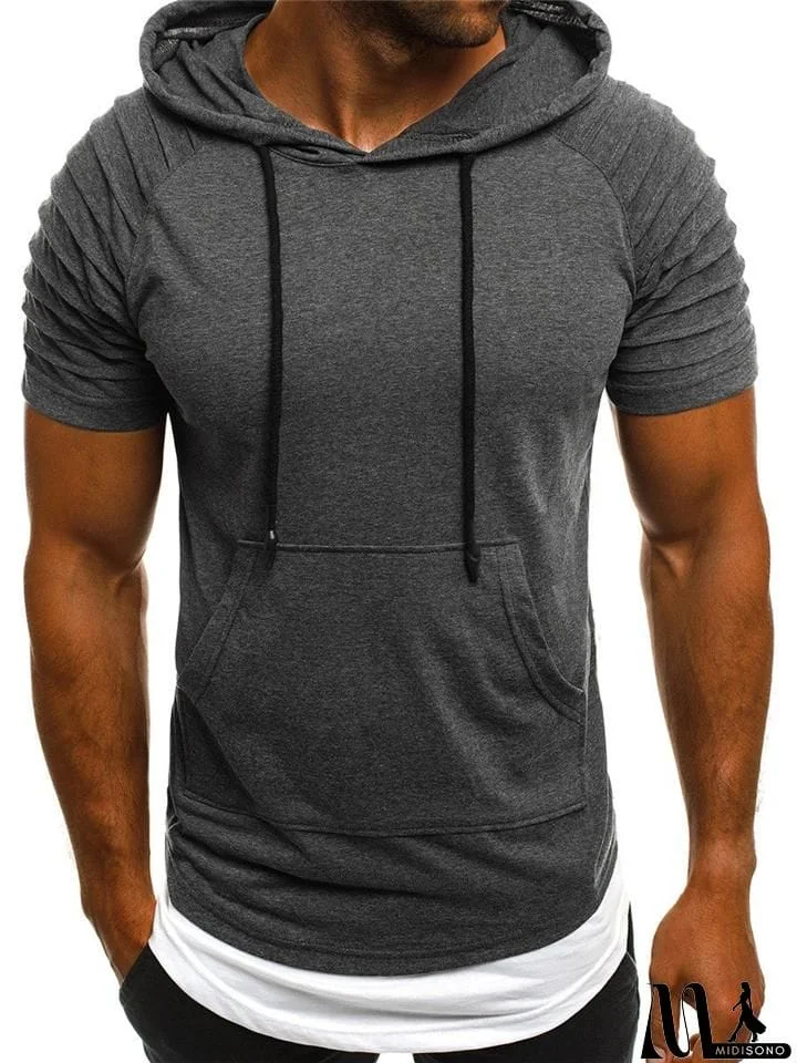 Men's Short Sleeve Hooded Tops