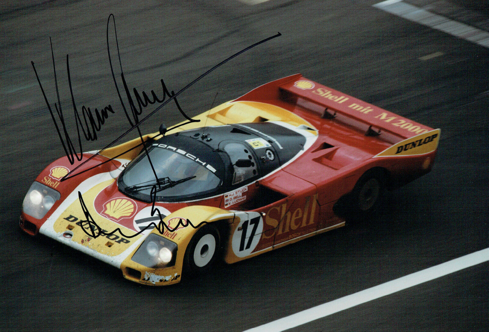 Klaus LUDWIG & Derek BELL SIGNED PORSCHE Le Mans 24hr Autograph Photo Poster painting AFTAL COA