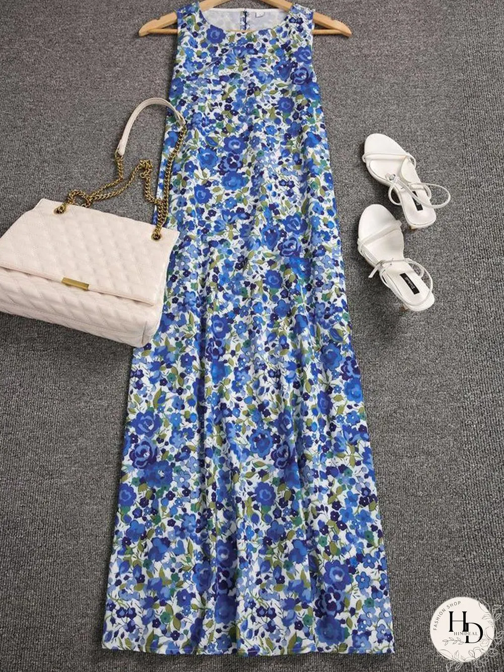 Put Your Records On Floral Print Dress P14325