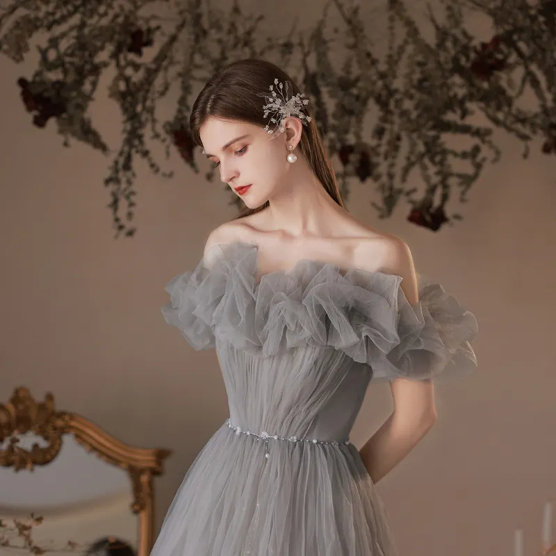 Brownm 2025 New Spring Fairy Temperament Engagement High-End Design Student Art Exam Host Banquet Evening Dress Dress Dress Woman