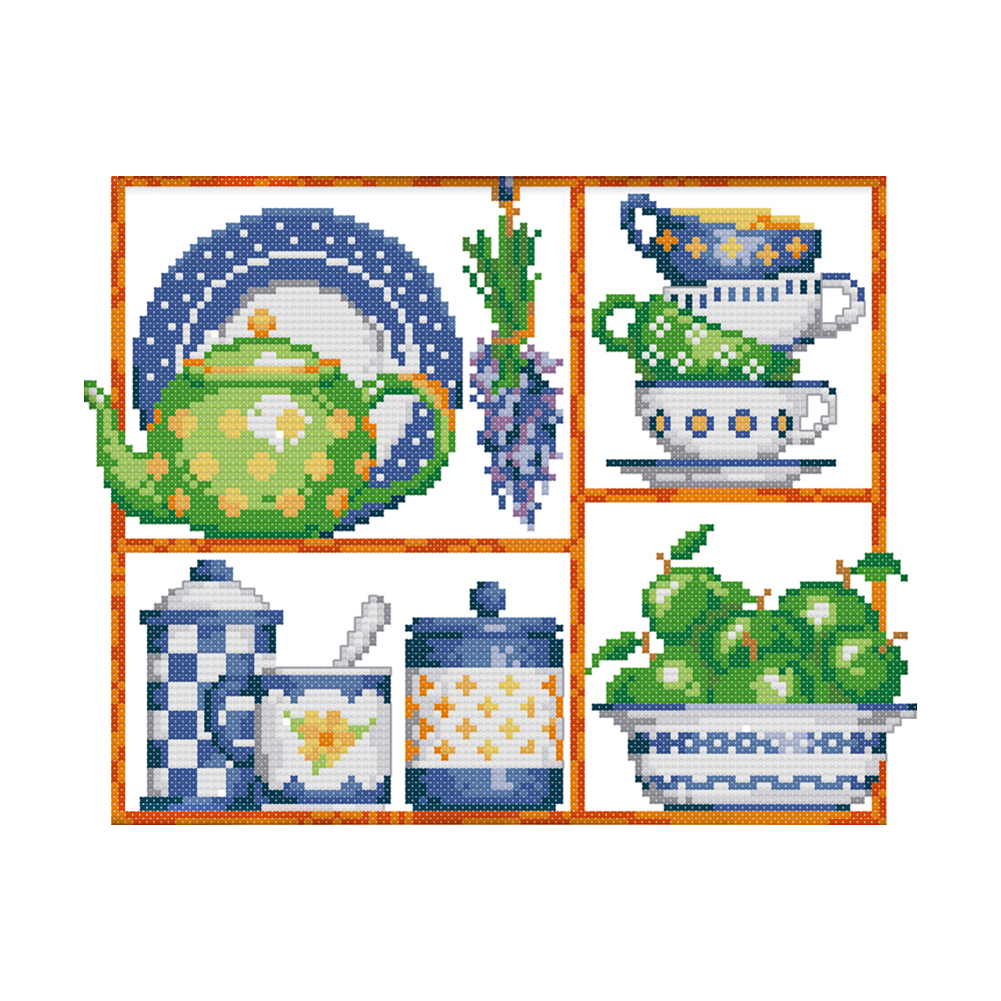 

Tableware - 14CT Stamped Cross Stitch - 28*21CM, 501 Original