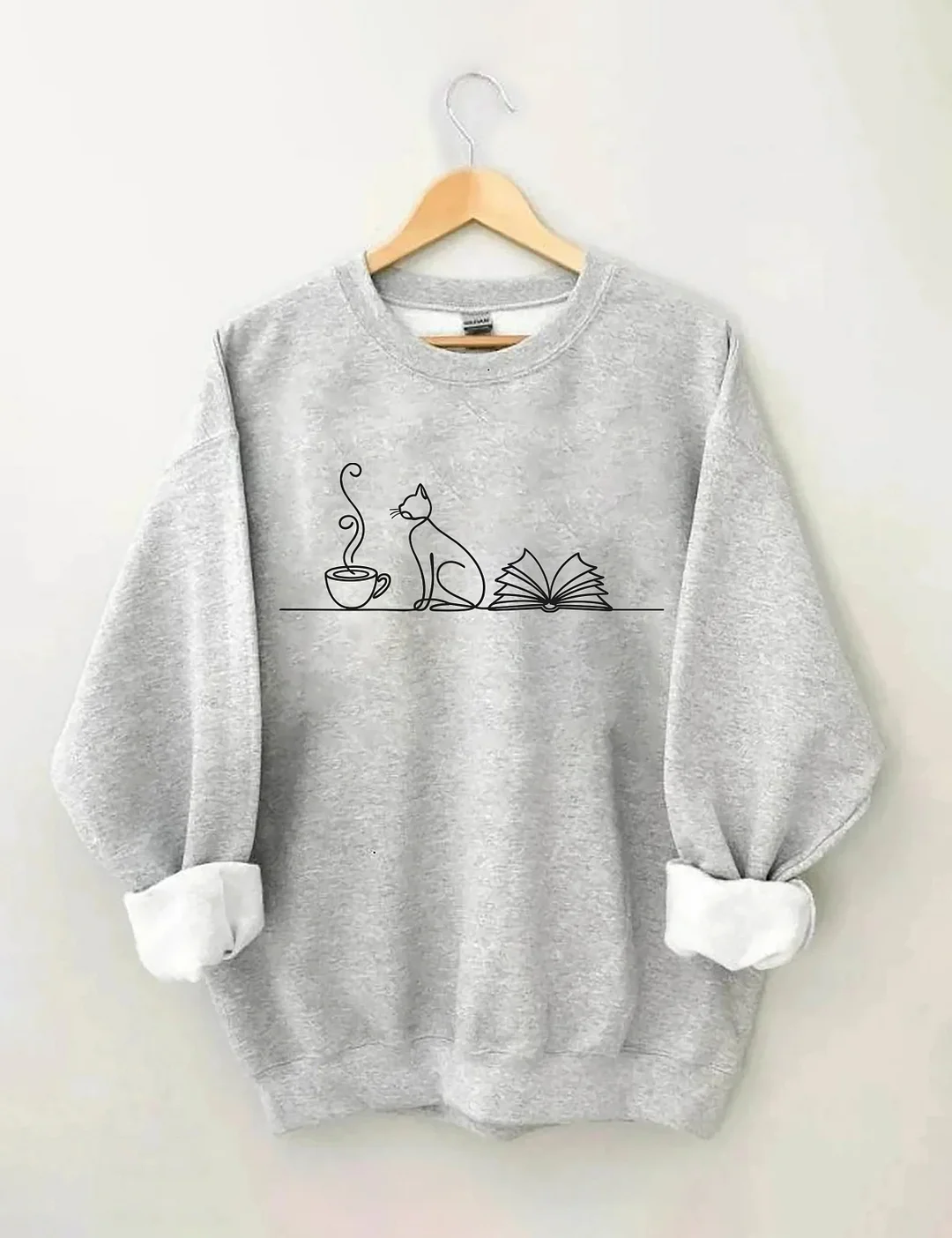 Coffee Cats And Books Lover Sweatshirt