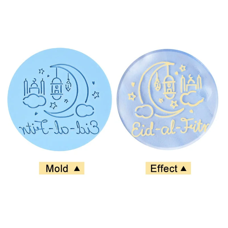 Eid Mubarak Cookies Mould Moon Star Embossed Biscuit Stamp Cutter Ramadan Muslim Party Decor DIY Cake Baking Tools Fondant Mold