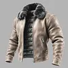Men's Outdoor Cycling Vintage Brown Leather Jacket With Fur Collar by Inlyline