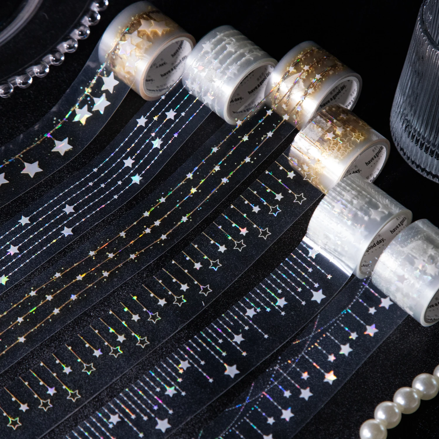 저널세이 30mm*200cm 스타 커튼 시리즈 빈티지 스타 램프 조경 PET 테이프