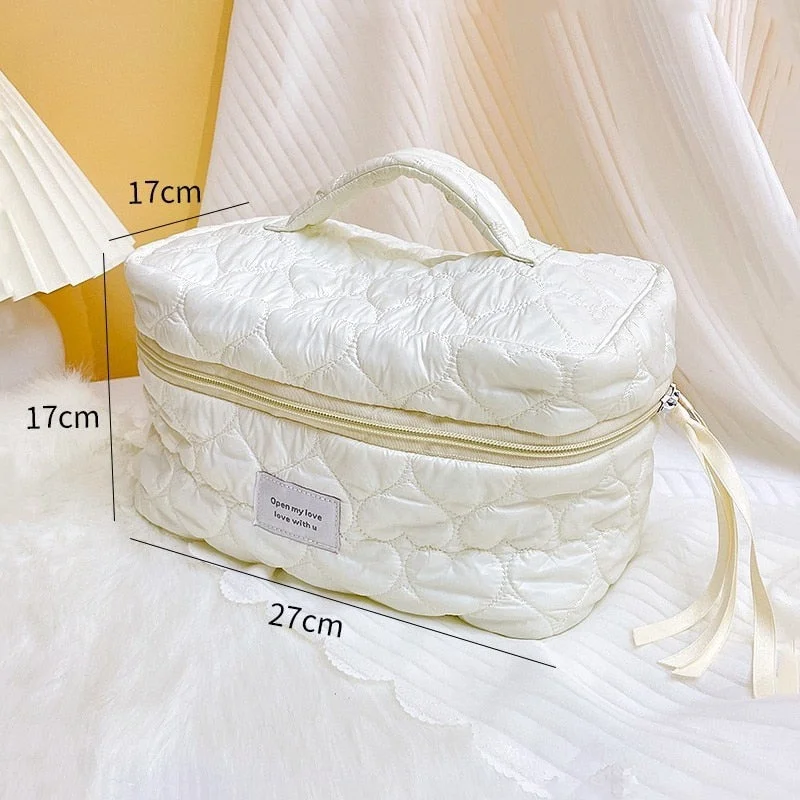 PURDORED 1 Pc  Solid Color Soft Makeup Bag for Women Zipper Large Female Cosmetic Bag Travel Make Up Toiletry Bag Washing Pouch