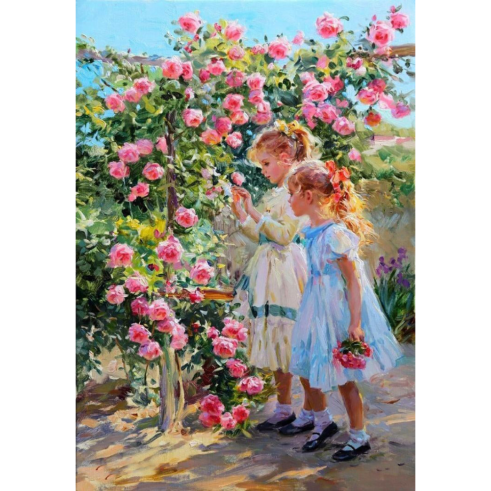 

30*40CM - Round Drill Diamond Painting - Girl, 501 Original