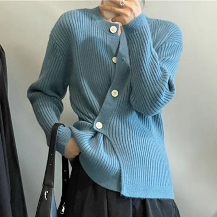 Shift Knitted Plain Casual Sweater QueenFunky