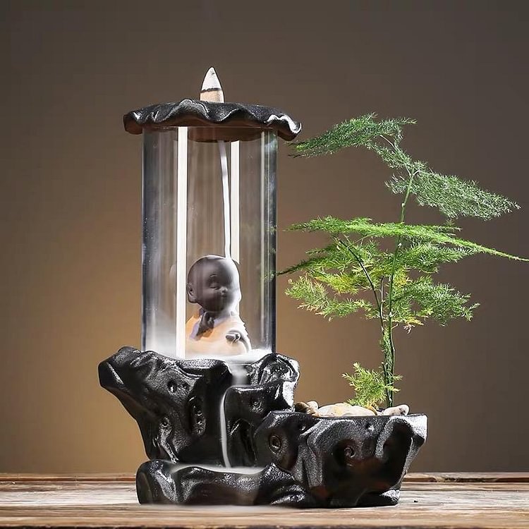 Zen Buddha Plant Backflow Incense Holder Waterfall