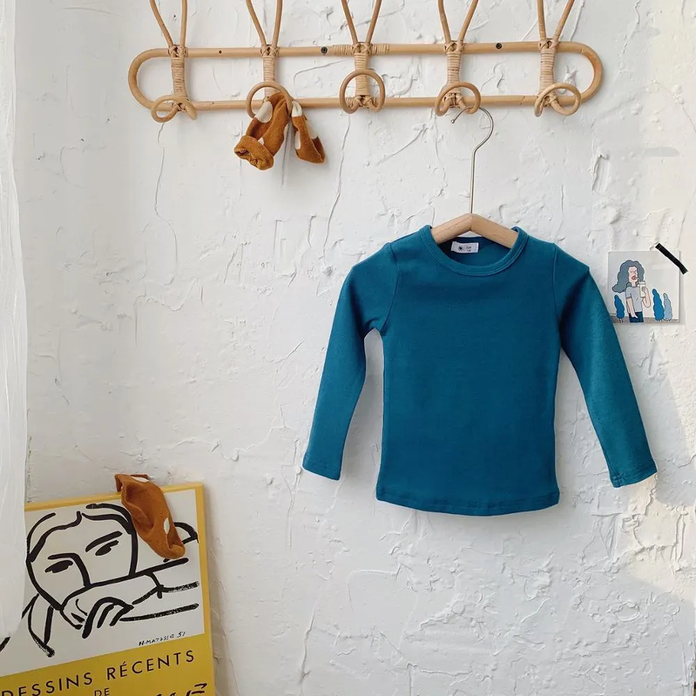 1-10T Cotton T Shirt For Boys Girls Spring Clothes Toddler Kid Baby Candy Color Casual Plain Tee Stretch Basic tshirt Outfit