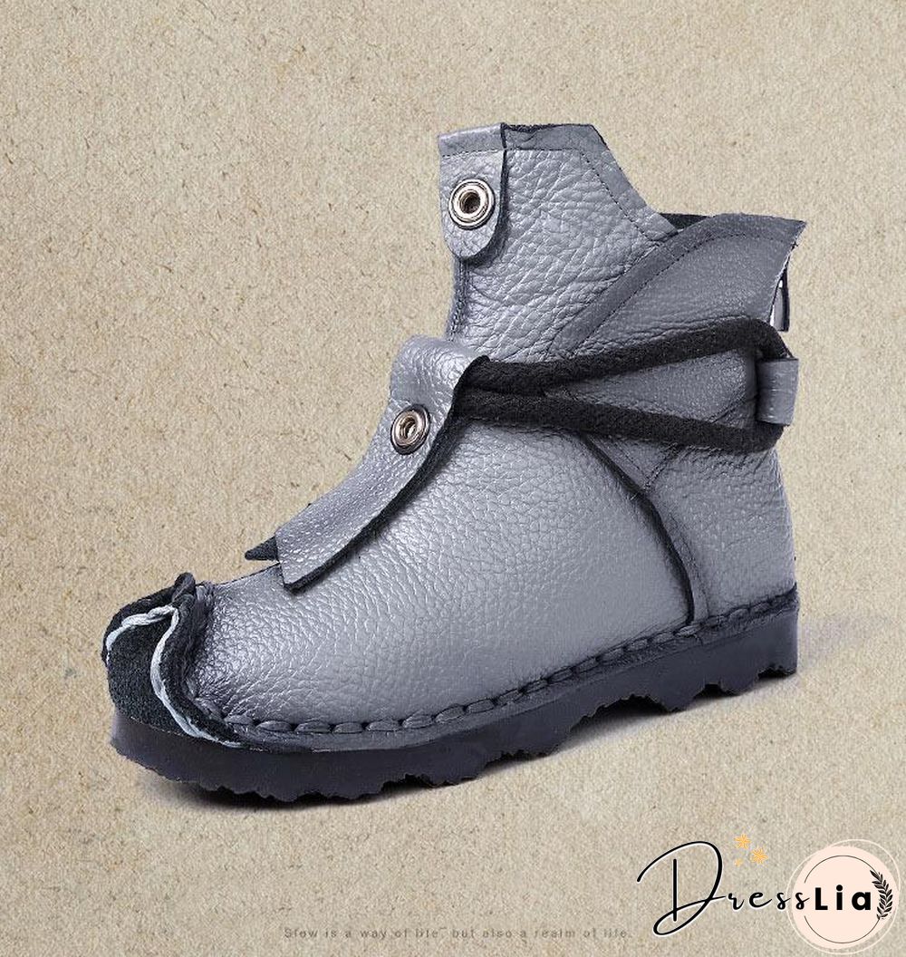 Women Genuine Leather High Quality Fashion Short Flats Ankle Boots