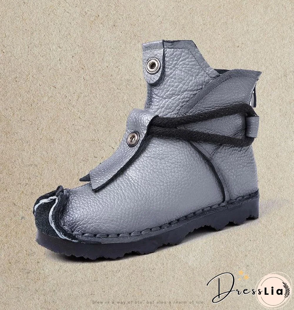 Women Genuine Leather High Quality Fashion Short Flats Ankle Boots