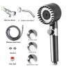 High Pressure Shower Head Handheld Set 3 Modes Filter Shower Head with Hose/Bracket Replacement Cotton Filter