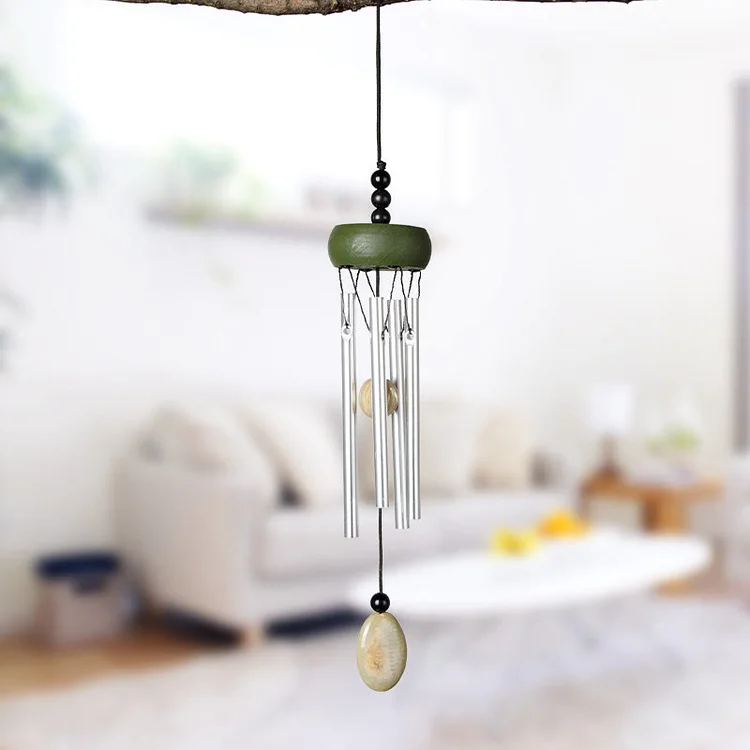 Olivenorma Solid Wood Aluminum Rod Natural Stone Wind Chime