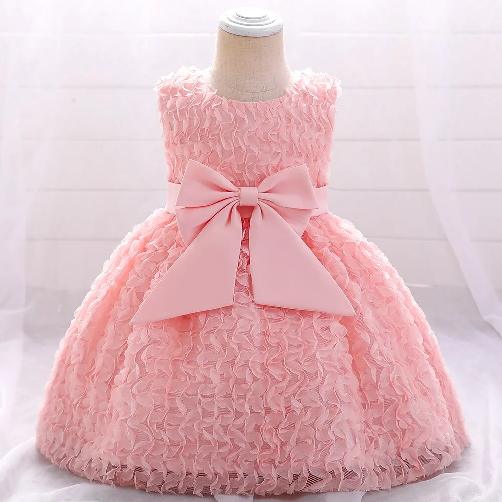 Toddler Bow Dress for Baby Girl Christening Gown First 1st Birthday Prom Dress Party Wedding Dress Baby Clothes Infant Vestidos