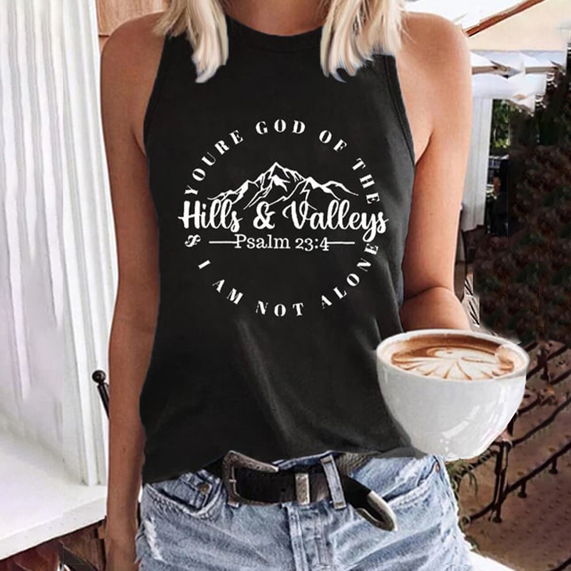 Hills & Valleys Psalm 23:4 Print Casual Tank Top wearshes