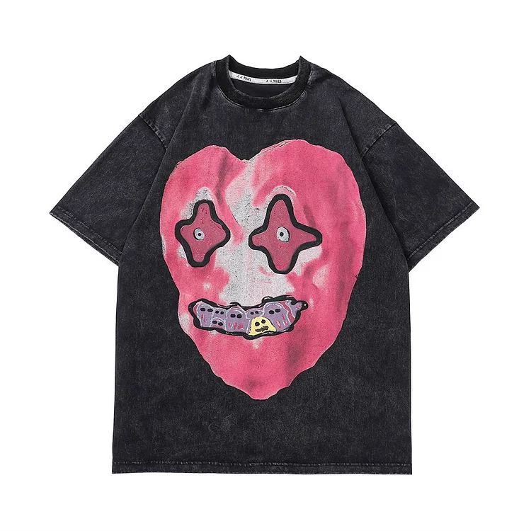 Vintage Heart Graphic Men's Streetwear Oversized T-shirts at Hiphopee