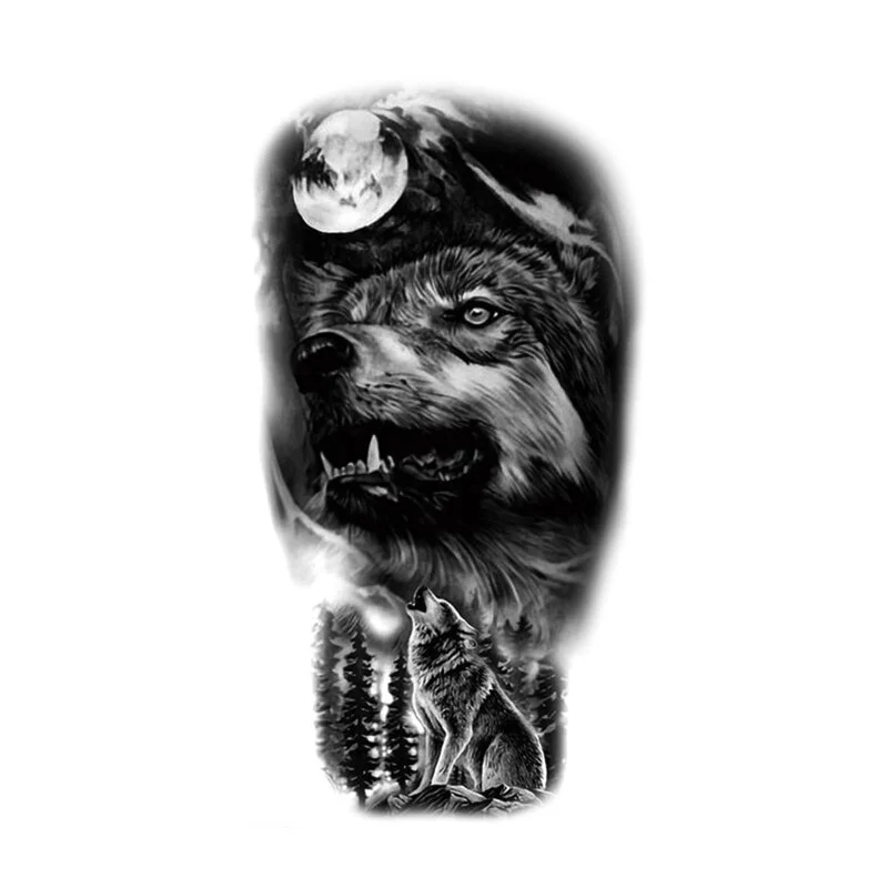 Sdrawing Styles Angel/devil/tiger/lion/wolf Waterproof Temporary Tattoos Men Flash Tatoo Stickers Tattoo Body Art Henna Fake Tattoos