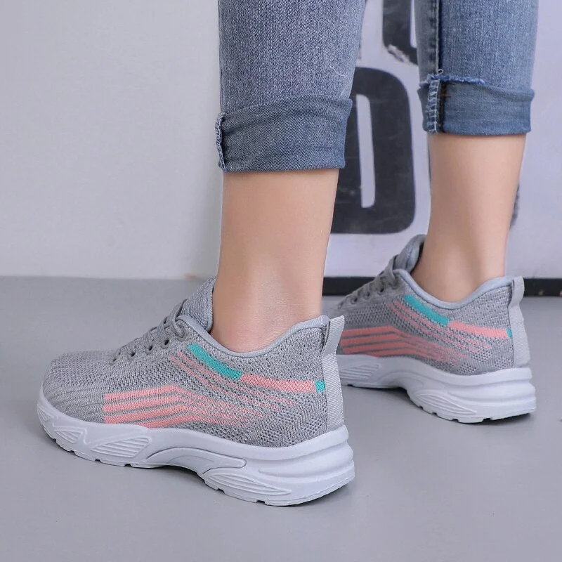 2022 Spring Autumn Women Sport Shoes Casual Breathable Mesh Platform Sneakers Woman Lace Up Comfortable Soft Walking Shoes Femme
