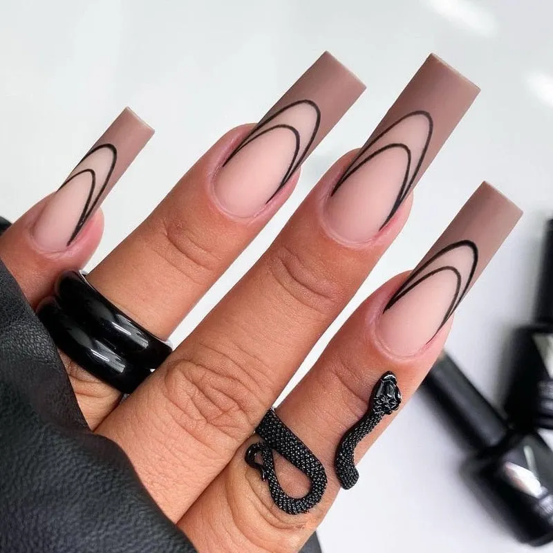 24pcs Pink Butterfly Pattern Fake Nails Full cover Fake Nails Glue DIY Manicure Nail Art Tools-Nail Inspo