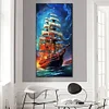 Diamond Painting-DIY Full Round Drill Large Sailboat(80*40 CM)