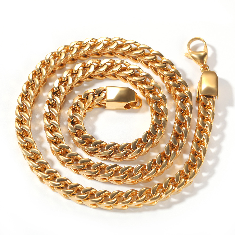Punk 6MM Gold/Silver Couple Stainless Steel Cuban Link Chains 