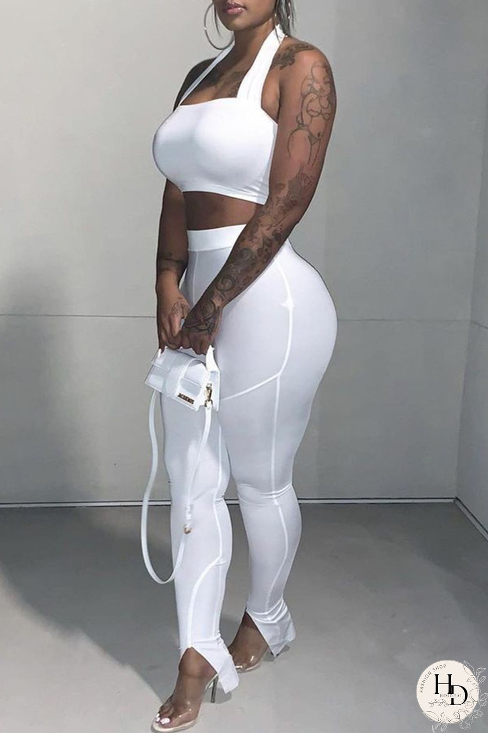 Red Sexy Casual Solid Backless Halter Sleeveless Two Pieces