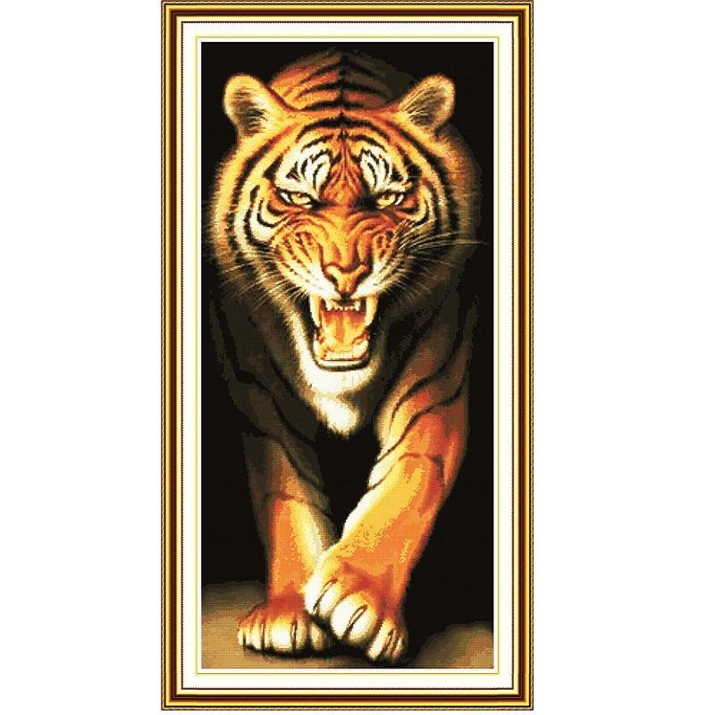 

45*85CM - 14CT Stamped Cross Stitch - Tiger, 501 Original