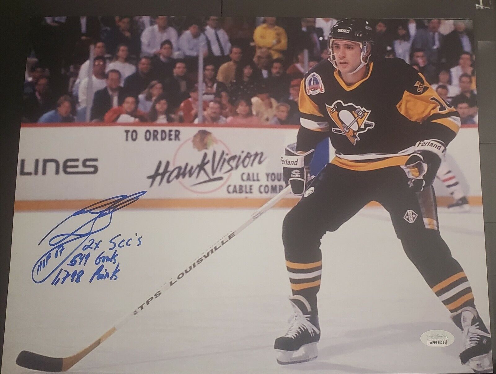 Autographed 11X14 RON FRANCIS 4 insc. Pittsburgh Penguins Photo Poster painting JSA Witness