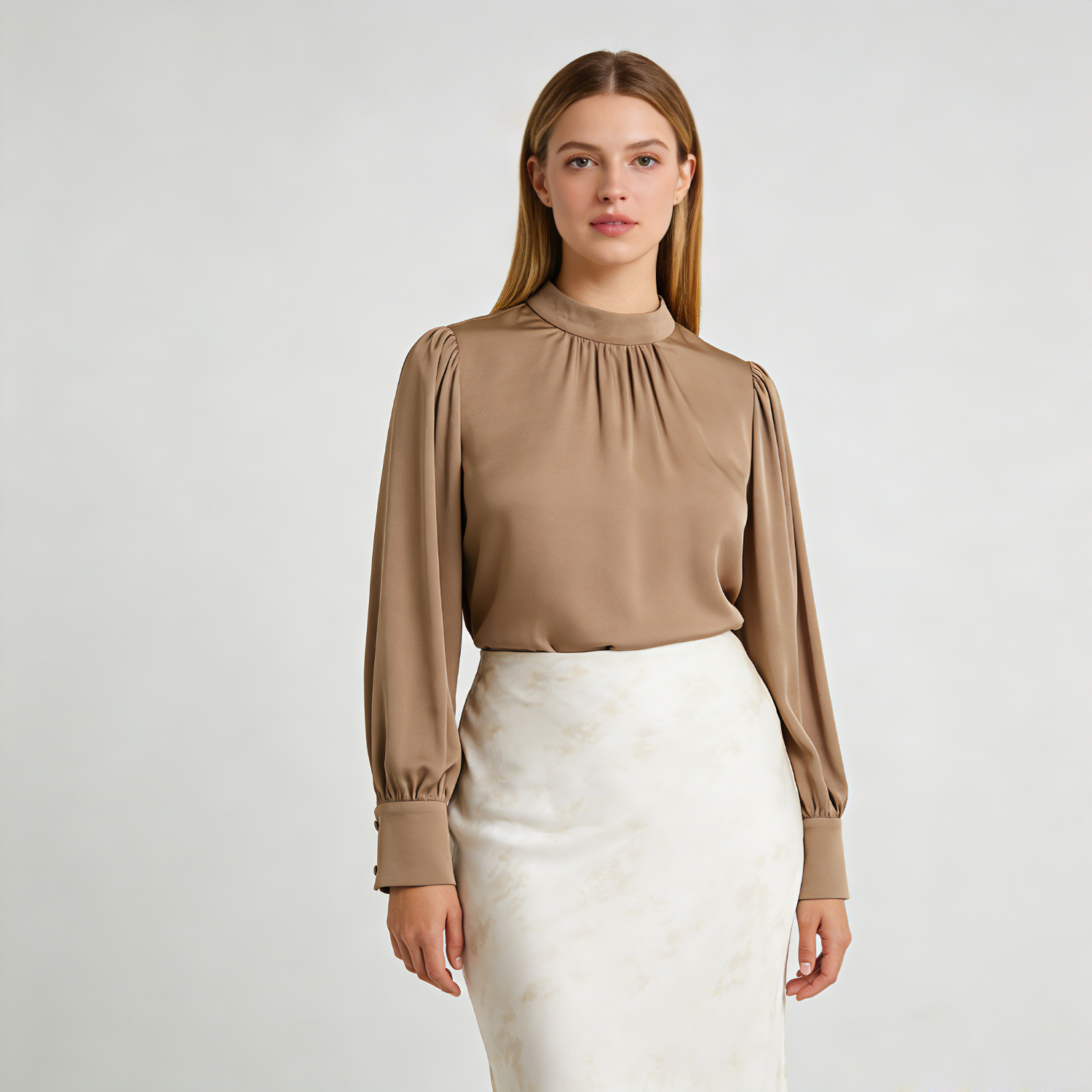 Round Neck Elegant Silk Shirt for Women REAL SILK LIFE
