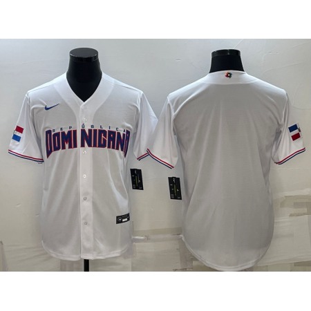 Men's Dominican Republic Baseball Blank 2023 White World Baseball Classic Stitched Jersey NNCO