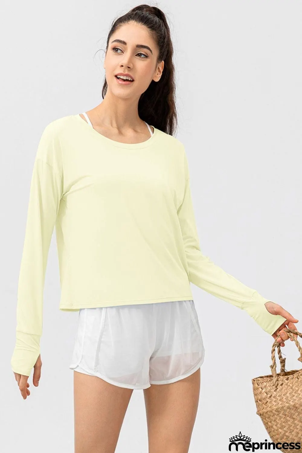 Breathable Round Neck Dropped Shoulder Top