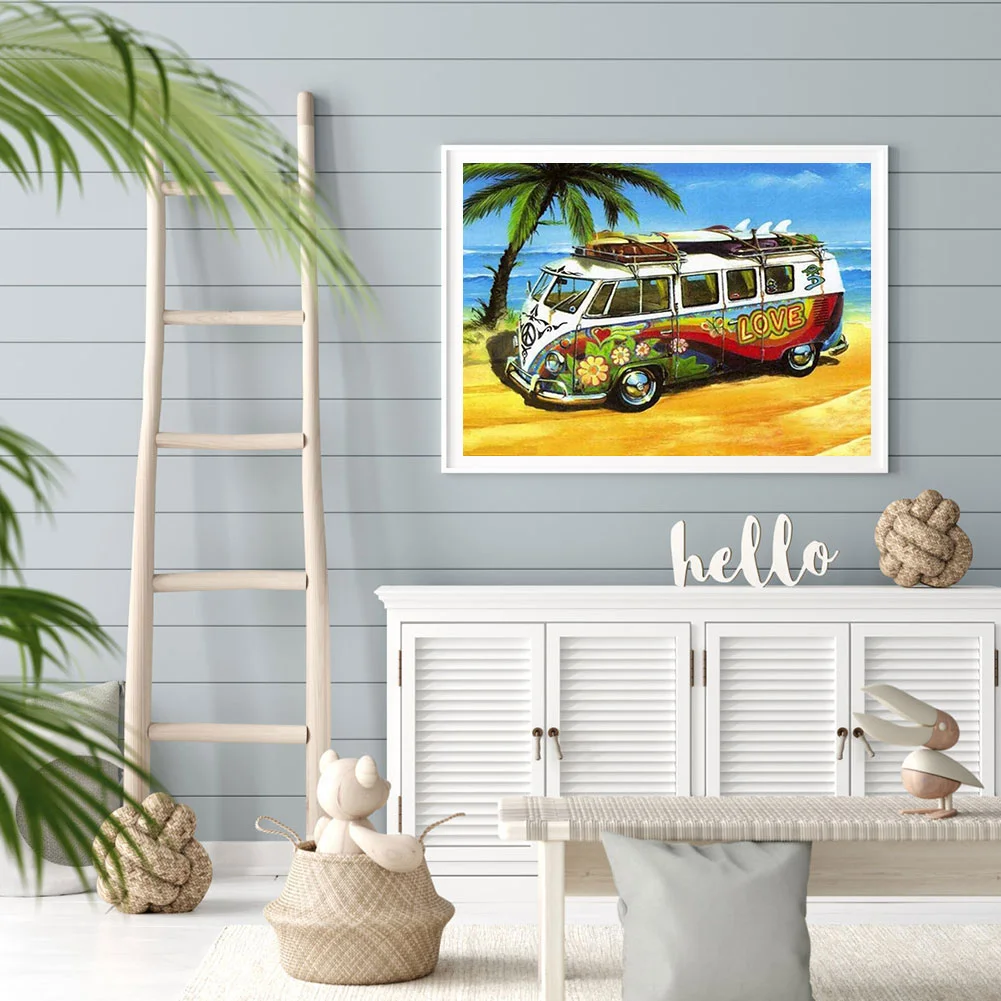 Beach Bus DIY Diamond Painting Kits Full Round Drill Home Wall Decor