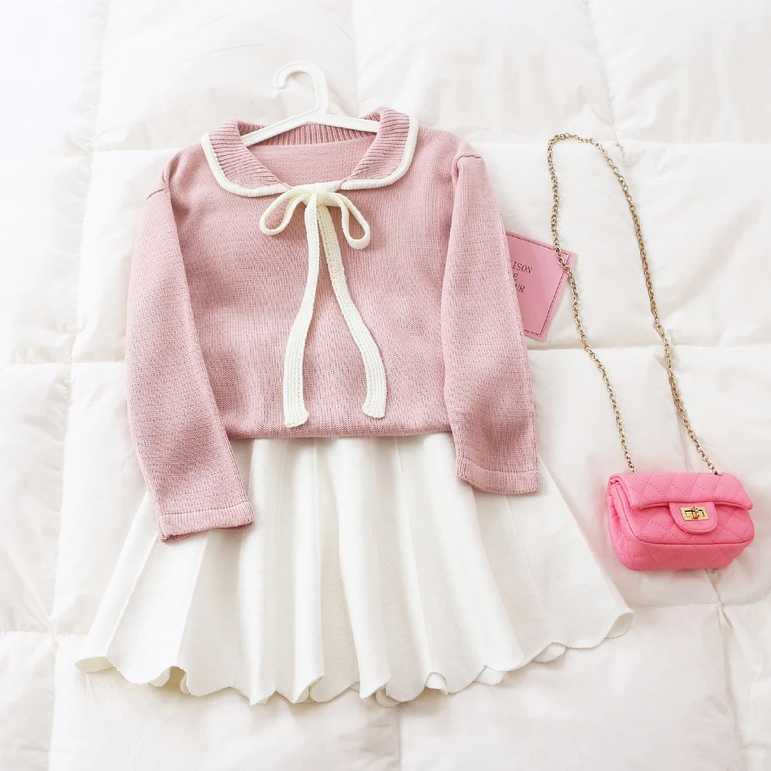 Pink Sweet Bow Collar Knitting Sweater SP1711239