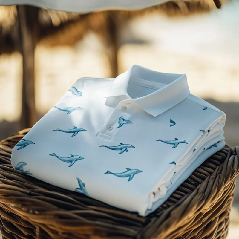 Men's Casual Ocean Animal Print Polo Shirt