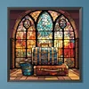 >SALE<5D DIY Full Round Drill Diamond Painting Mountain River Stained Glass 40x40cm