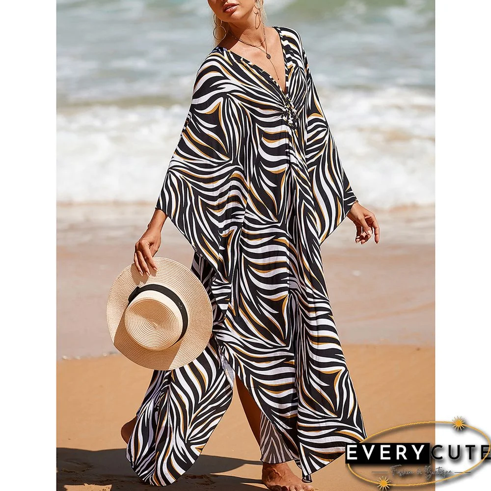 Stripe Print Long Kinimo Beachwear