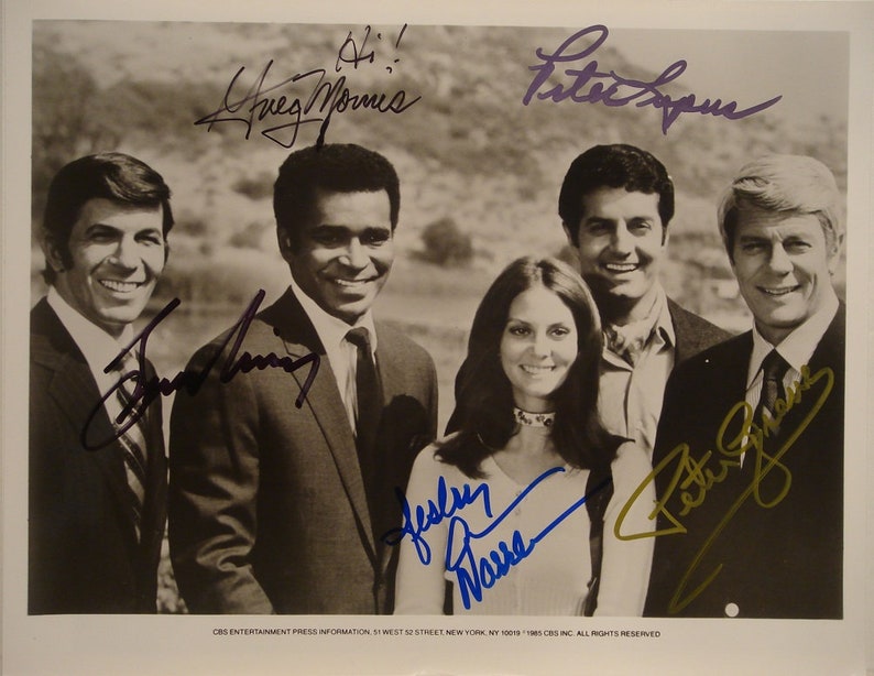 MISSION IMPOSSIBLE CAST Signed Photo Poster painting X5 Peter Graves Peter Lopez, Greg Morris, Leonard Nimoy, & Leslie Ann Warren wcoa