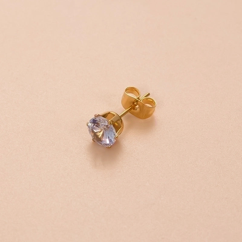 1 Piece Ear Cartilage Rings & Studs Minimalist Classic Style Geometric Round 316L Stainless Steel  Plating Inlay Zircon